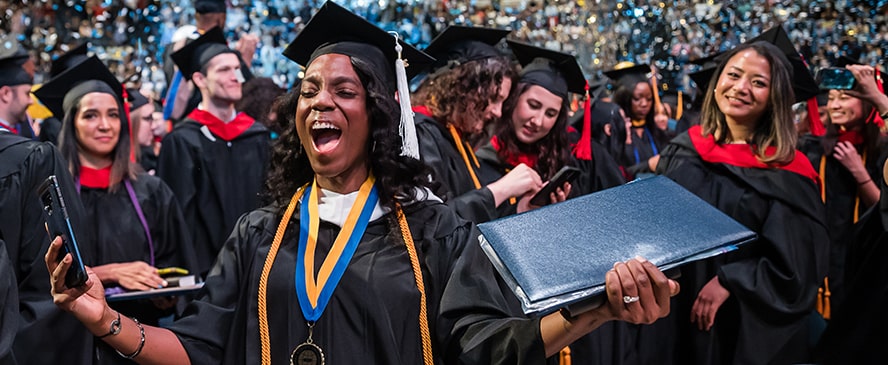 Woman celebrating commencement